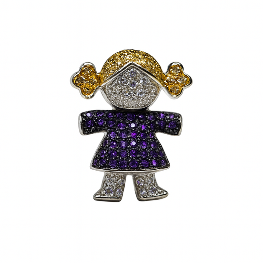 Charm niña rubia vestido lila