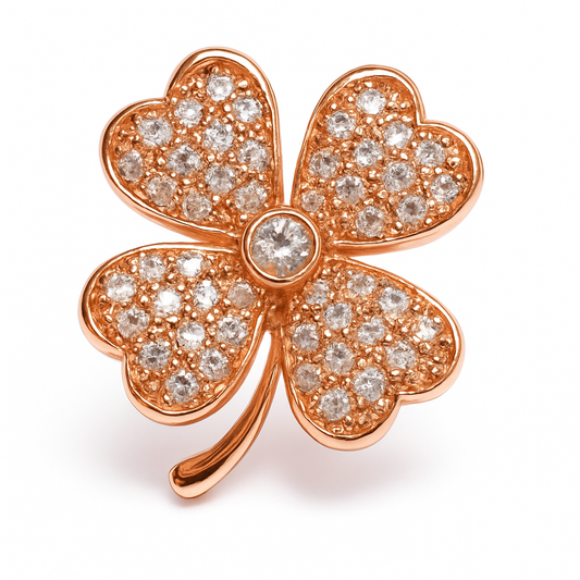 Trébol 4 hojas oro rosa