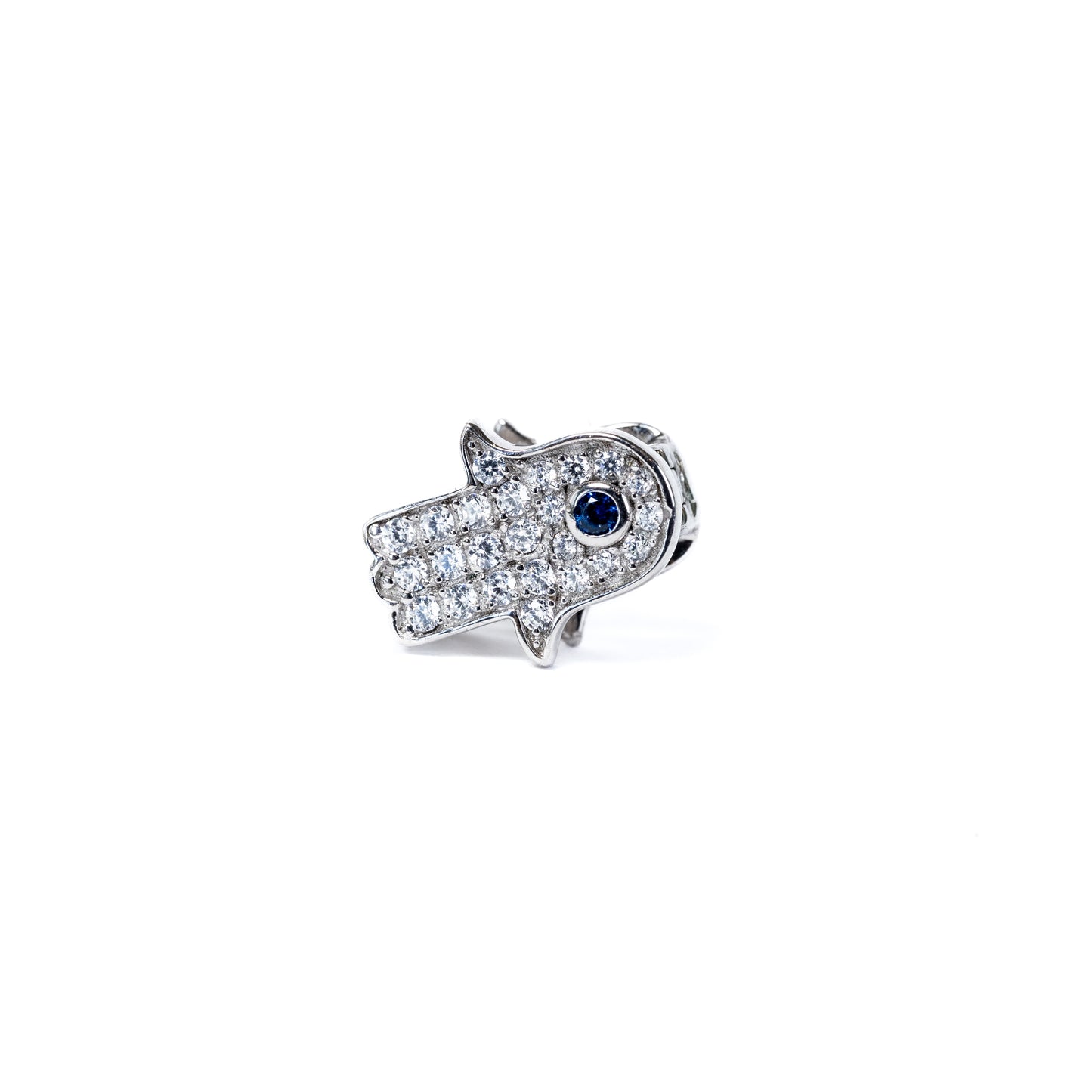 Hamsa plateada con ojito azul