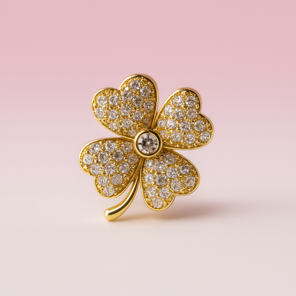 Trébol 4 hojas dorado