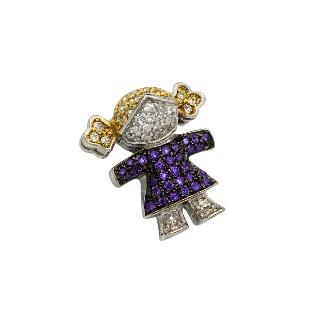 Charm niña rubia vestido lila