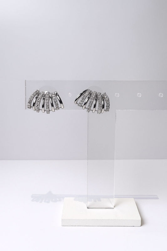 Aretes mini plateados con zirconias