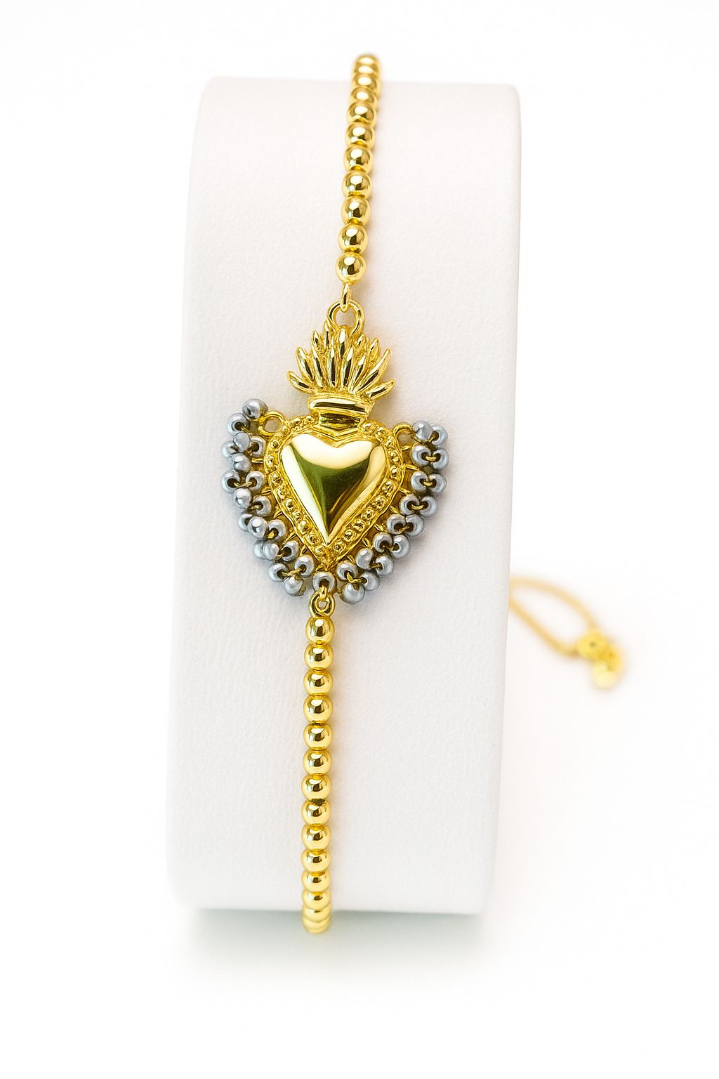 Pulsera ajustable de corazón con chaquira