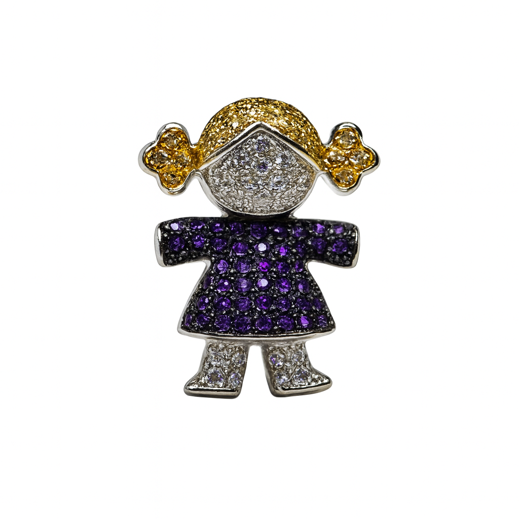 Charm niña rubia vestido lila