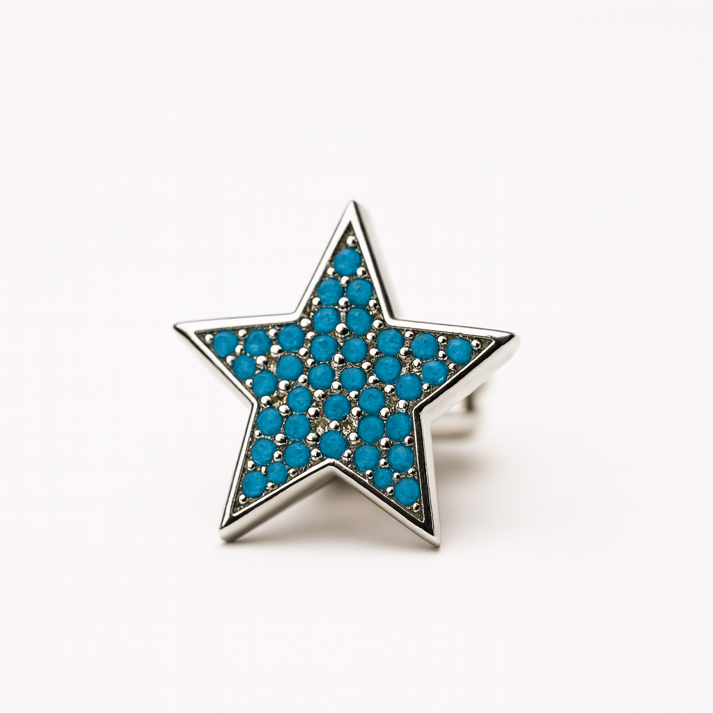 Estrella azul turquesa bicel plata