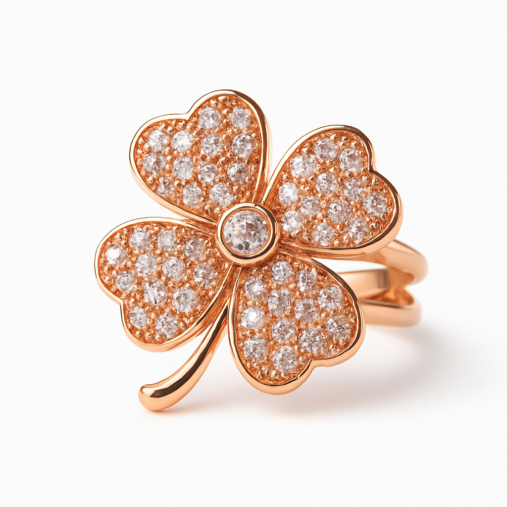 Trébol 4 hojas oro rosa