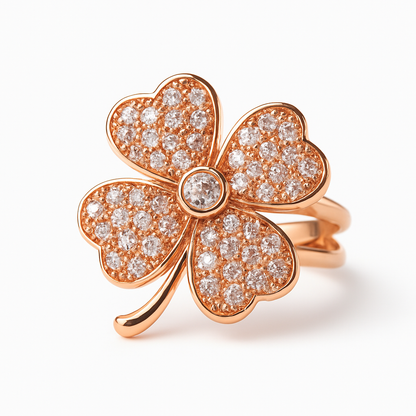 Trébol 4 hojas oro rosa