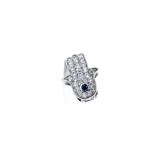 Hamsa plateada con ojito azul