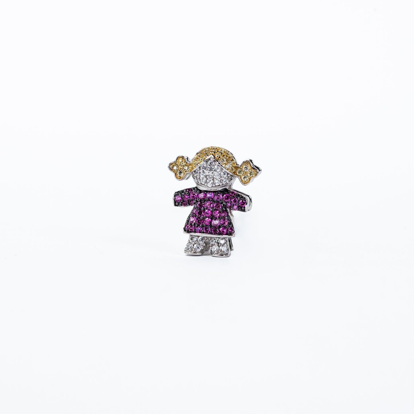 Charm niña rubia vestida magenta