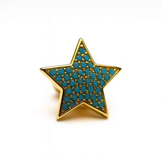 Estrella azul turquesa bicel dorado