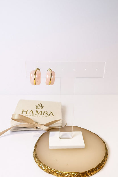 Arracadas mini de acrilico rosa