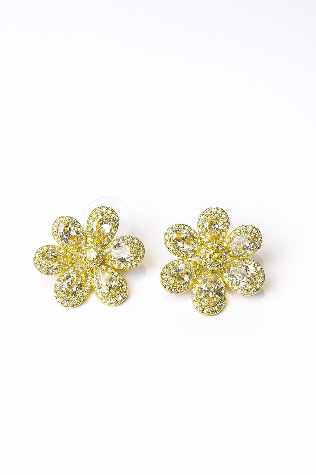 Aretes Flor de Cristal (dorado plateado y multicolor)