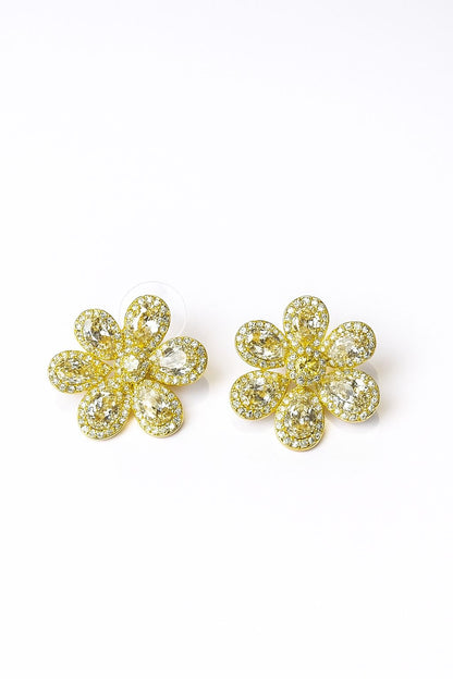 Aretes Flor de Cristal (dorado plateado y multicolor)