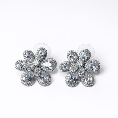 Aretes Flor de Cristal (dorado plateado y multicolor)