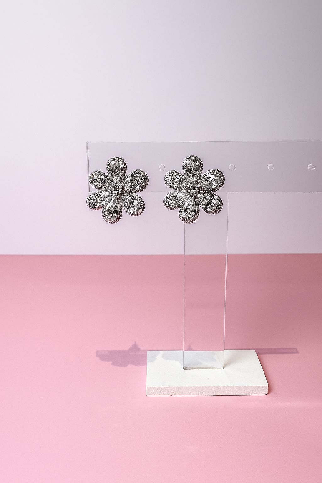 Aretes Flor de Cristal (dorado plateado y multicolor)