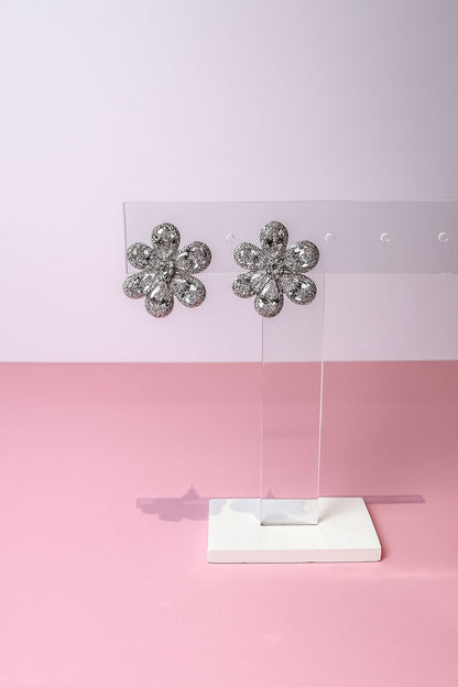 Aretes Flor de Cristal (dorado plateado y multicolor)