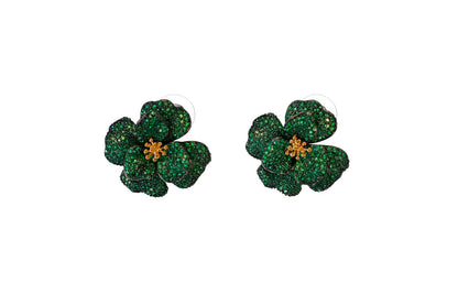 Aretes Flor Zirconia verde