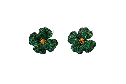 Aretes Flor Zirconia verde