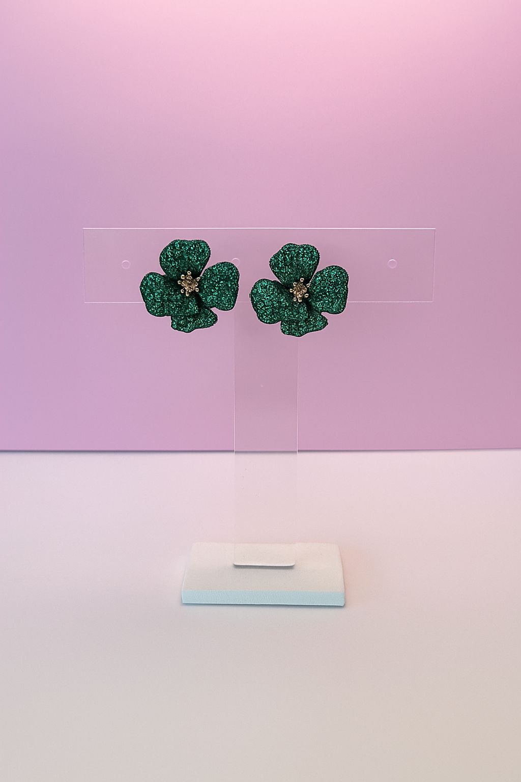 Aretes Flor Zirconia verde