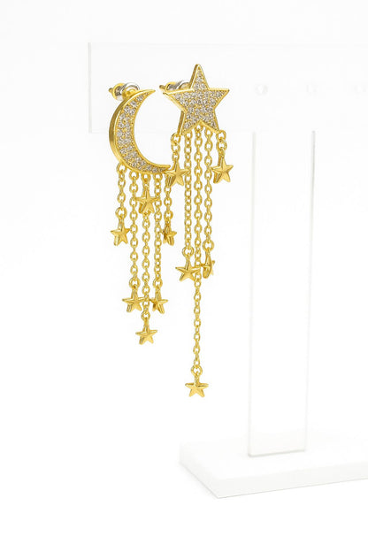 Aretes luna y estrellas largos