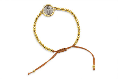 Pulsera virgen de guadalupe dorada con plateada