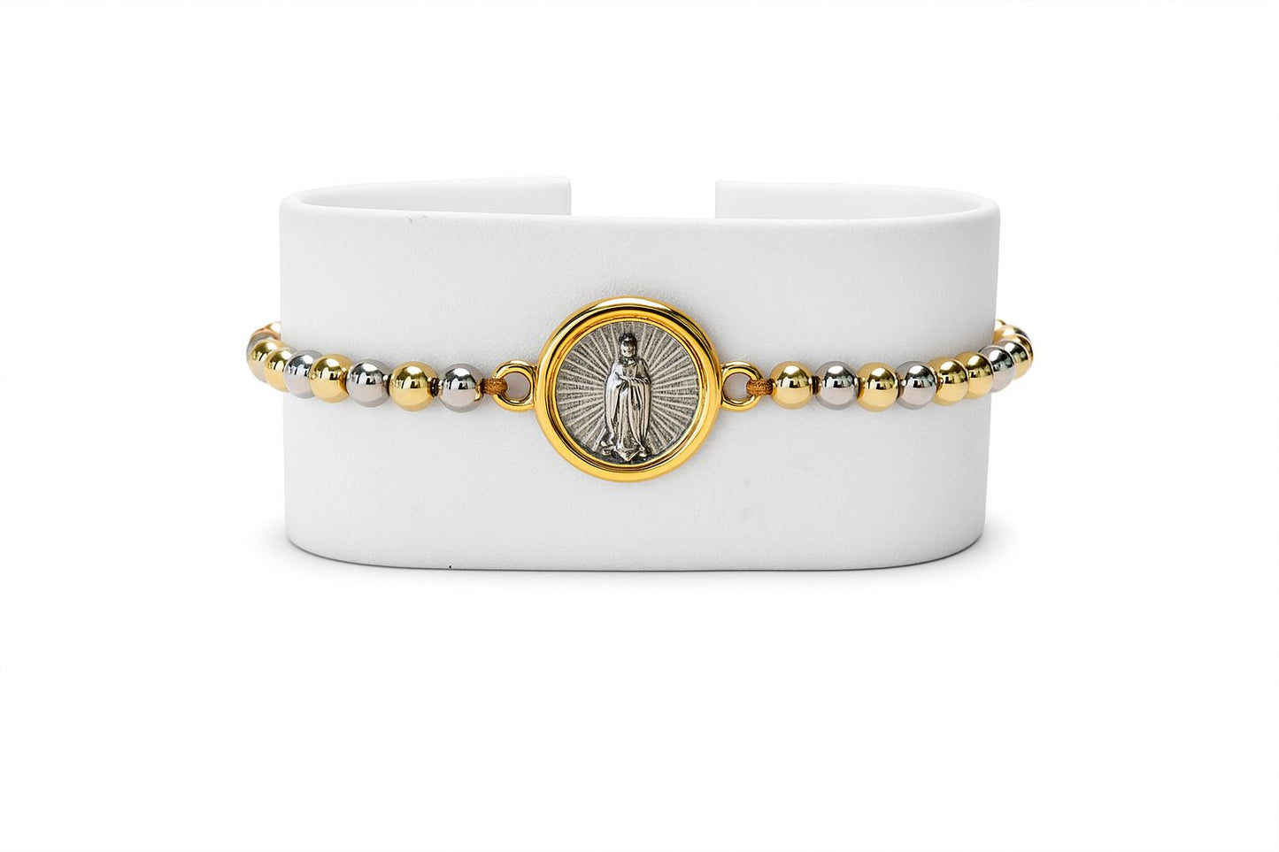 Pulsera virgen de guadalupe dorada con plateada