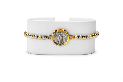 Pulsera virgen de guadalupe dorada con plateada
