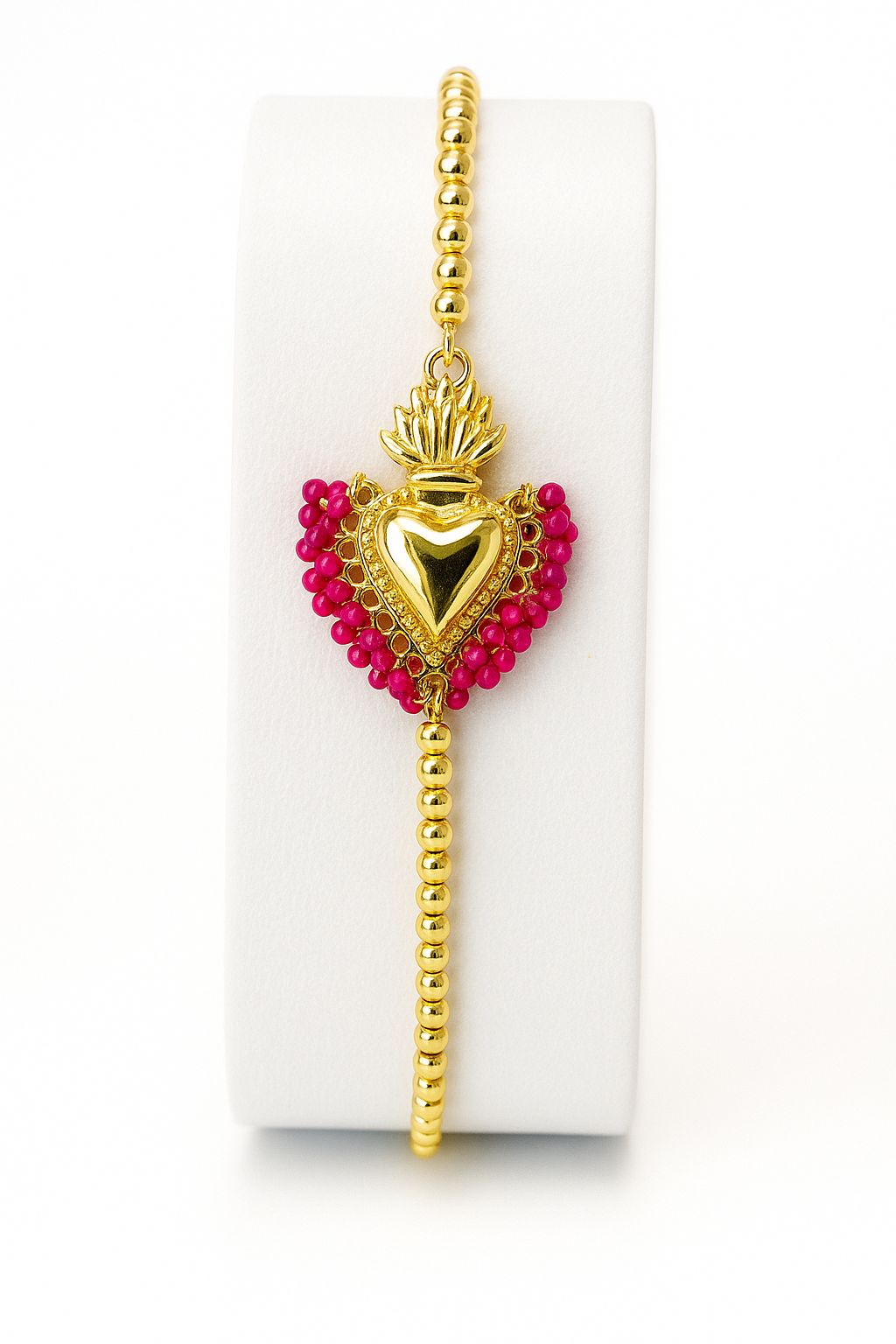 Pulsera ajustable de corazón con chaquira