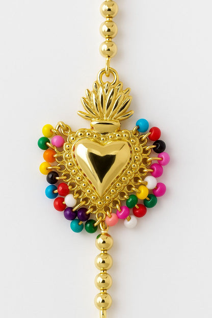 Pulsera ajustable de corazón con chaquira