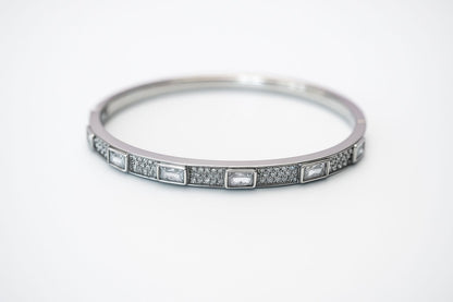 Pulsera de acero inoxidable con cristal y zirconias