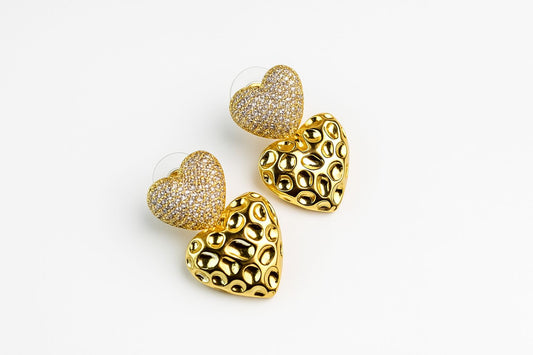 Aretes de corazón doble