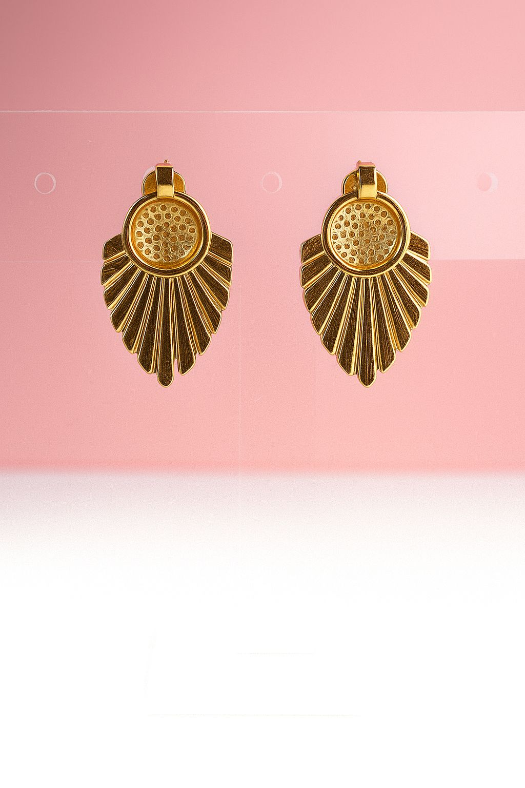 Aretes abanico con con circulo de zirconias