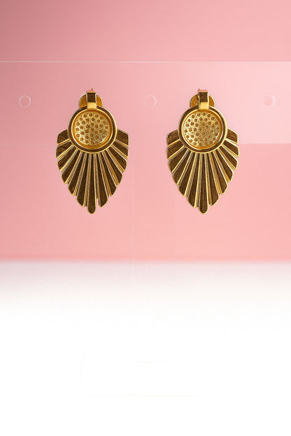 Aretes abanico con con circulo de zirconias