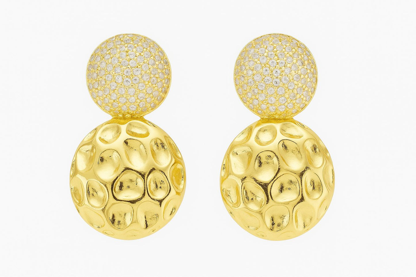 Aretes doble circulo dorado con zirconias