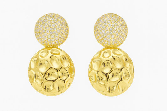 Aretes doble circulo dorado con zirconias