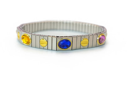 Pulsera elástica de acero con piedras de colores