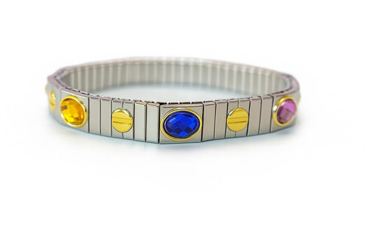 Pulsera elástica de acero con piedras de colores