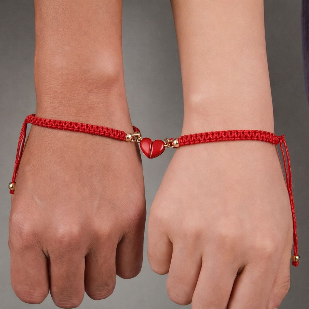 Pulsera con corazón magnético Roja