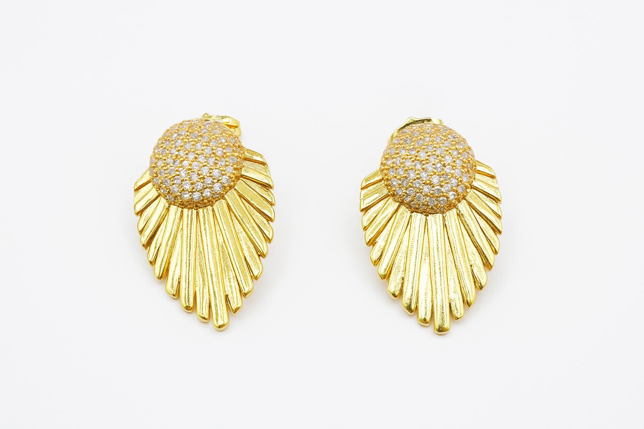 Aretes abanico con con circulo de zirconias