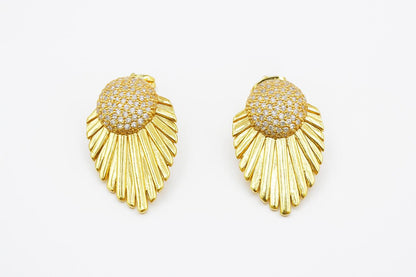 Aretes abanico con con circulo de zirconias