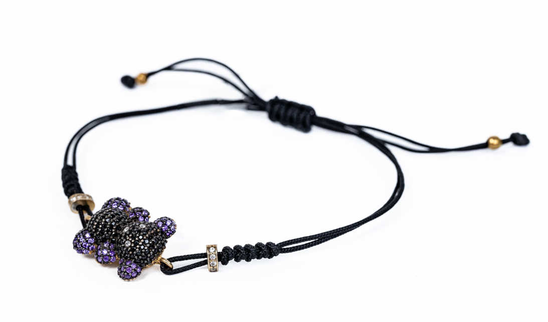 Pulsera con dije de  osito (plata 925)